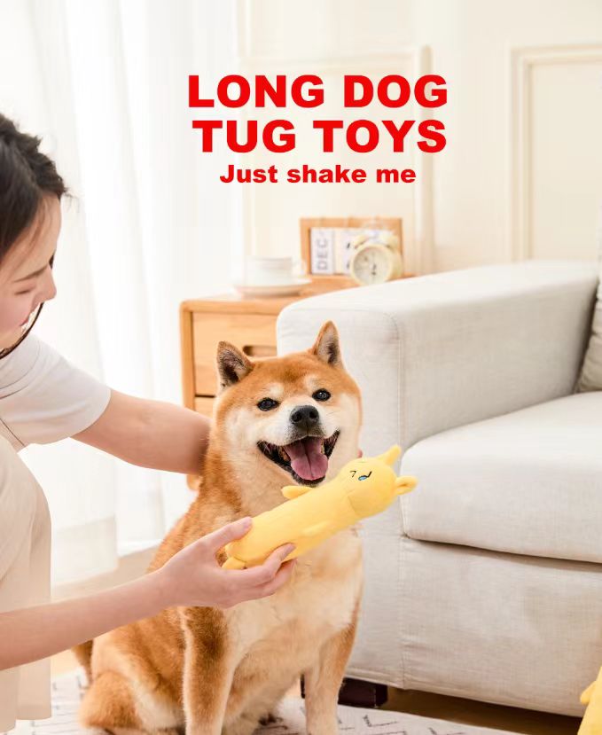 Yellow Long Dog Squeaky Toys Interactive Dog Toys Tough Dog Toys Dog Chew Toys Custom Adorable Soft Toys For Small Breed 黄色の長い犬のきしむおもちゃインタラクティブ犬のおもちゃタフな犬のおもちゃ犬咀嚼のおもちゃカスタム愛らしい柔らかいおもちゃ小型犬用